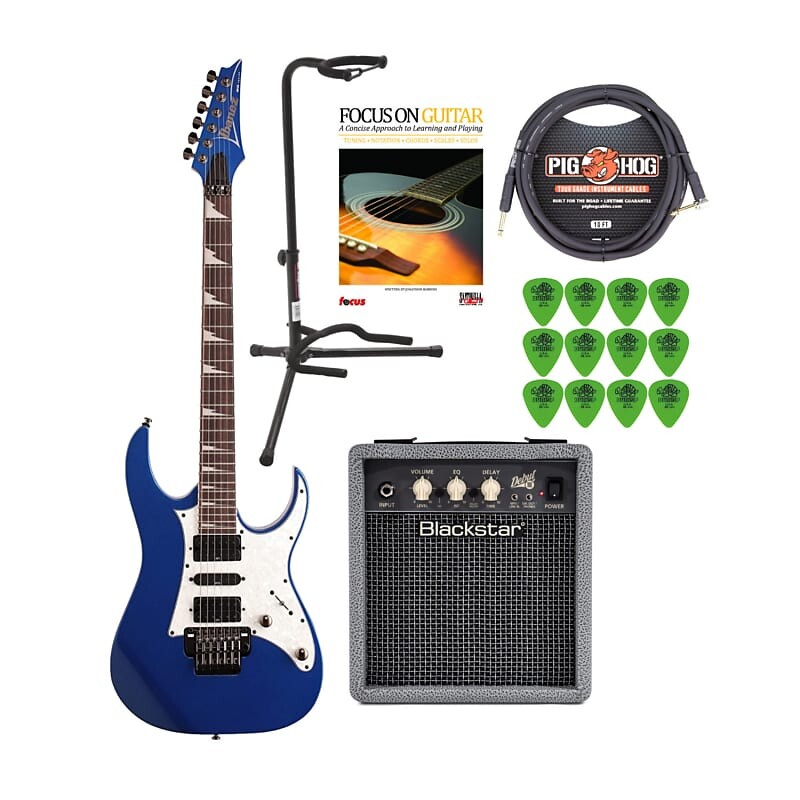 Электрогитара Ibanez RG450DX серии RG (правая рука, Starlight Blue) в комплекте с тренировочным усилителем, подставкой для гитары на штативе, гитарным кабелем, учебником по игре на гитаре и гитарными медиаторами (12 шт.)
Электрогитара Ibanez RG450DX серии RG (правая рука, Starlight Blue) в комплекте с тренировочным усилителем, подставкой для гитары на штативе, гитарным кабелем, учебником по игре на гитаре и гитарными медиаторами (12 шт.)