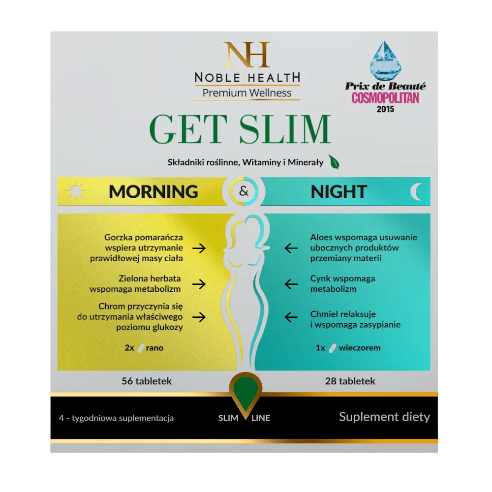 Noble Health Get Slim Morning&Night пищевая добавка, рекомендованная специально для людей, которые хотят заботиться о своей линии, 90 капсул/1 упаковка.
Noble Health Get Slim Morning&Night пищевая добавка, рекомендованная специально для людей, которые хотят заботиться о своей линии, 90 капсул/1 упаковка.