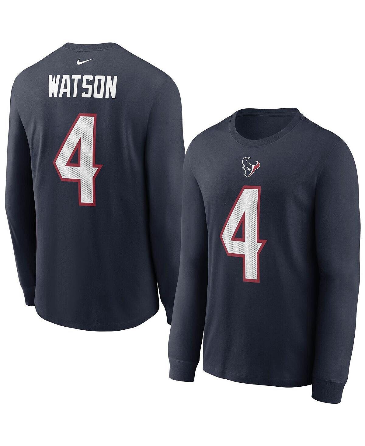 Мужская футболка с длинным рукавом deshaun watson navy houston texans с именем и номером игрока Nike, синий
Мужская футболка с длинным рукавом deshaun watson navy houston texans с именем и номером игрока Nike, синий