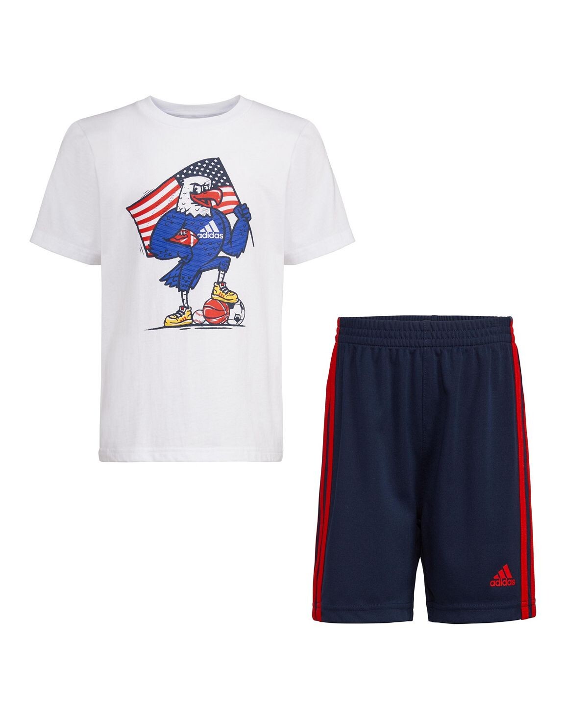 Хлопковая футболка и шорты с рисунком Little Boys, комплект из 2 предметов adidas
Хлопковая футболка и шорты с рисунком Little Boys, комплект из 2 предметов adidas