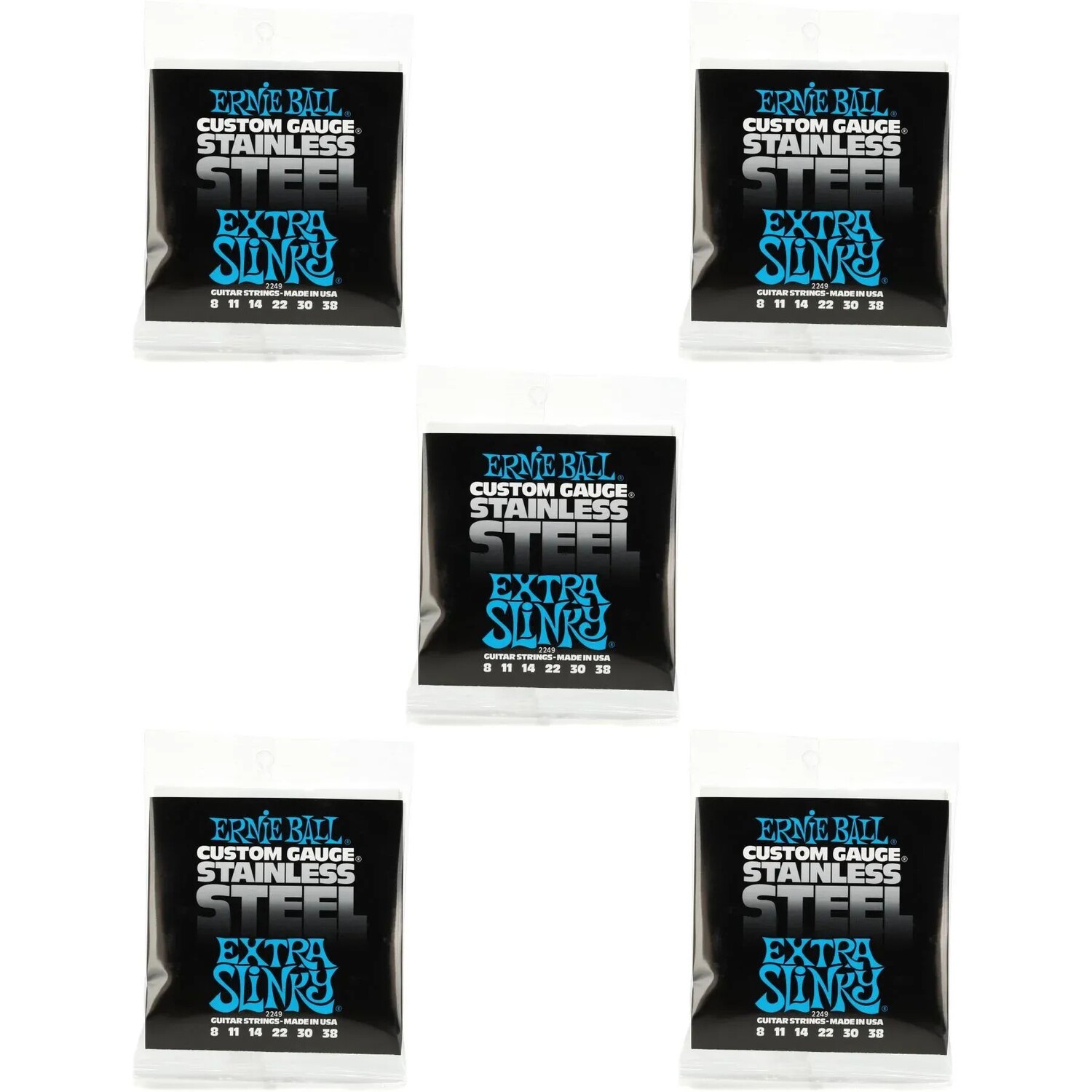 Струны для электрогитары Ernie Ball 2249 Extra Slinky с обмоткой из нержавеющей стали — .008-.038 (5 шт.)
Струны для электрогитары Ernie Ball 2249 Extra Slinky с обмоткой из нержавеющей стали — .008-.038 (5 шт.)