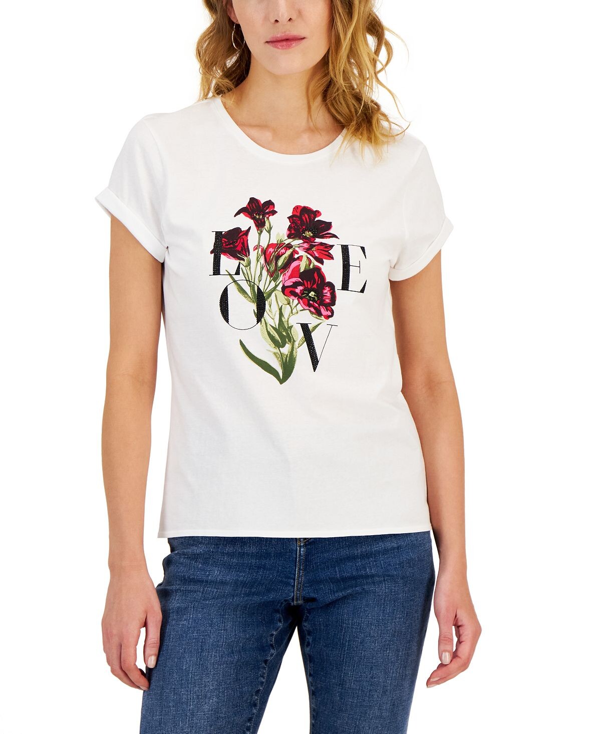 Женская футболка с рисунком love rolled cuff, созданная для macy's INC International Concepts, мульти
Женская футболка с рисунком love rolled cuff, созданная для macy's INC International Concepts, мульти
