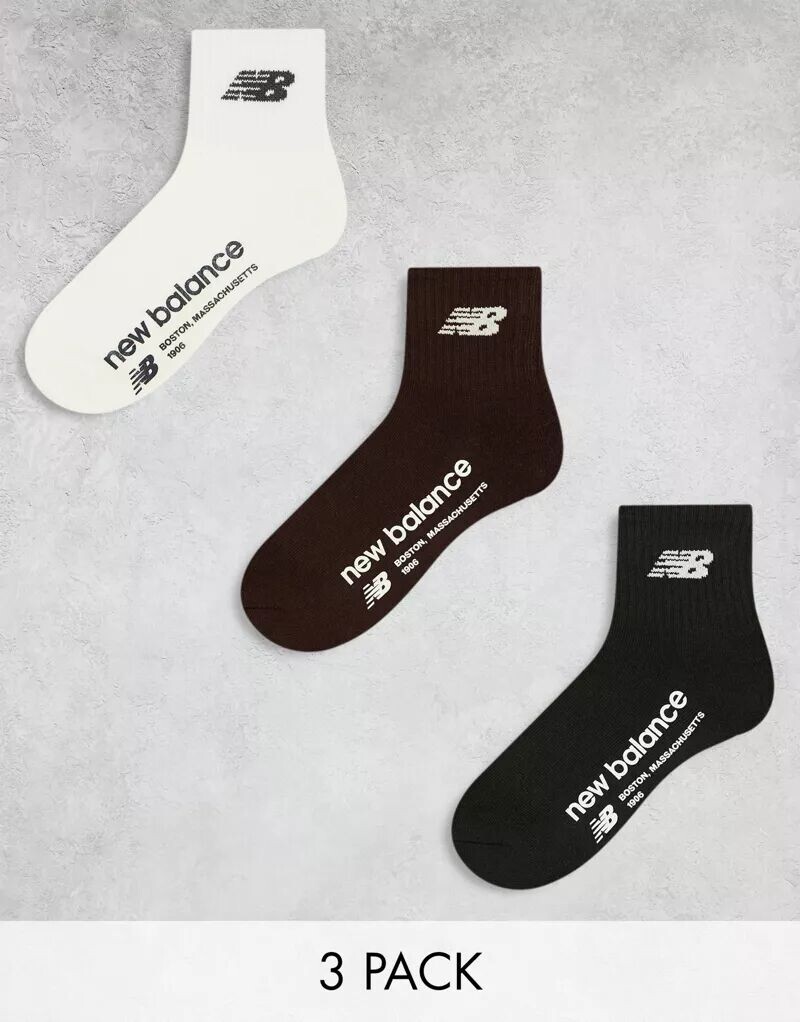 Набор из трех носков New Balance черного, коричневого и белого цветов с линейным логотипом
Набор из трех носков New Balance черного, коричневого и белого цветов с линейным логотипом