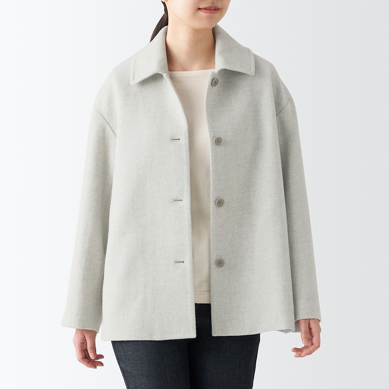 Полушерстяное короткое пальто с воротником из нержавеющей стали MUJI, светло-серый
Полушерстяное короткое пальто с воротником из нержавеющей стали MUJI, светло-серый