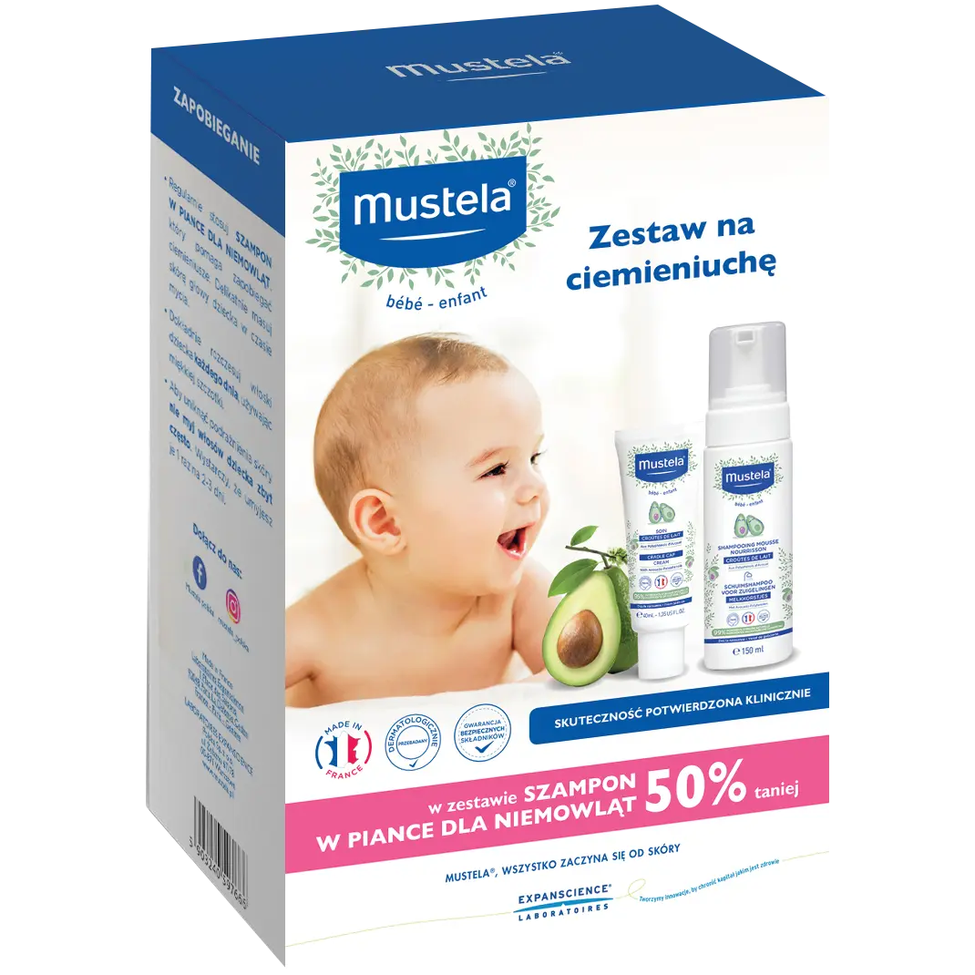 Mustela набор от колыбели: детский шампунь-пенка, 150 мл + крем от колыбели, 40 мл
Mustela набор от колыбели: детский шампунь-пенка, 150 мл + крем от колыбели, 40 мл