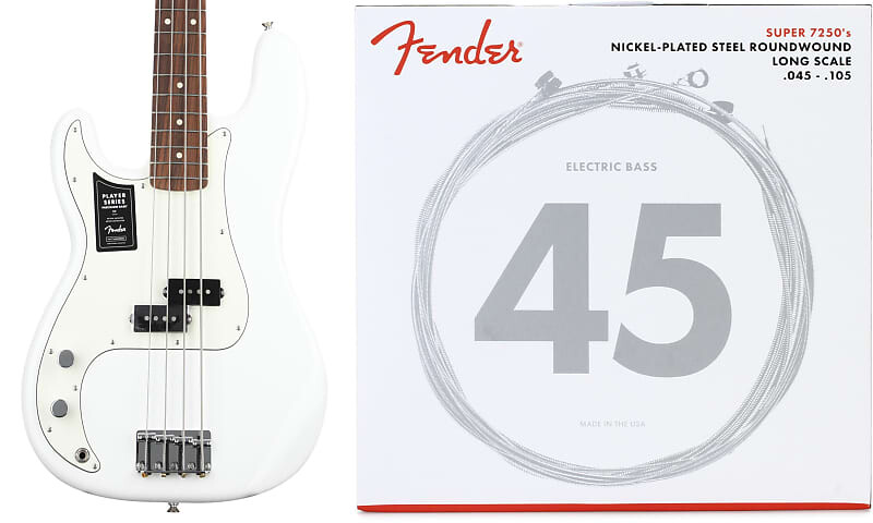Fender Player Precision Bass для левшей — полярно-белый с Pau Ferro Комплект накладки на гриф со струнами Fender 7250M из никелированной стали с длинной шкалой для бас-гитары — .045–.105 Medium 0149823515=1 0737250406=1
Fender Player Precision Bass для левшей — полярно-белый с Pau Ferro Комплект накладки на гриф со струнами Fender 7250M из никелированной стали с длинной шкалой для бас-гитары — .045–.105 Medium 0149823515=1 0737250406=1