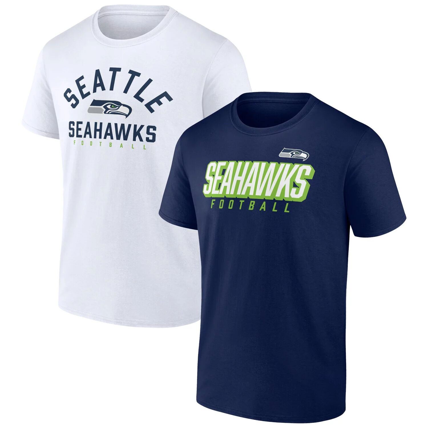 Мужской комплект футболок с фирменным логотипом Fanatics Seattle Seahawks Player Pack темно-синего/белого цвета
Мужской комплект футболок с фирменным логотипом Fanatics Seattle Seahawks Player Pack темно-синего/белого цвета