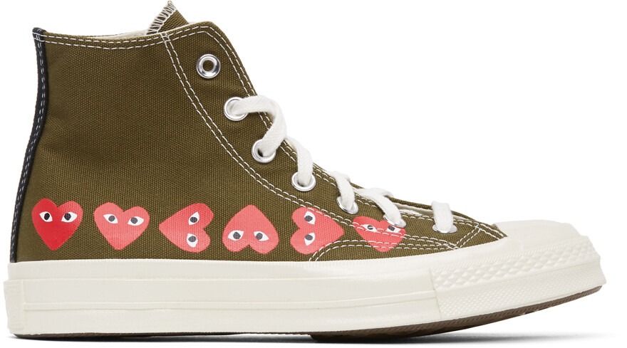 Высокие кроссовки Chuck 70 цвета хаки Converse Edition Multiple Hearts Comme des Garçons Play
Высокие кроссовки Chuck 70 цвета хаки Converse Edition Multiple Hearts Comme des Garçons Play