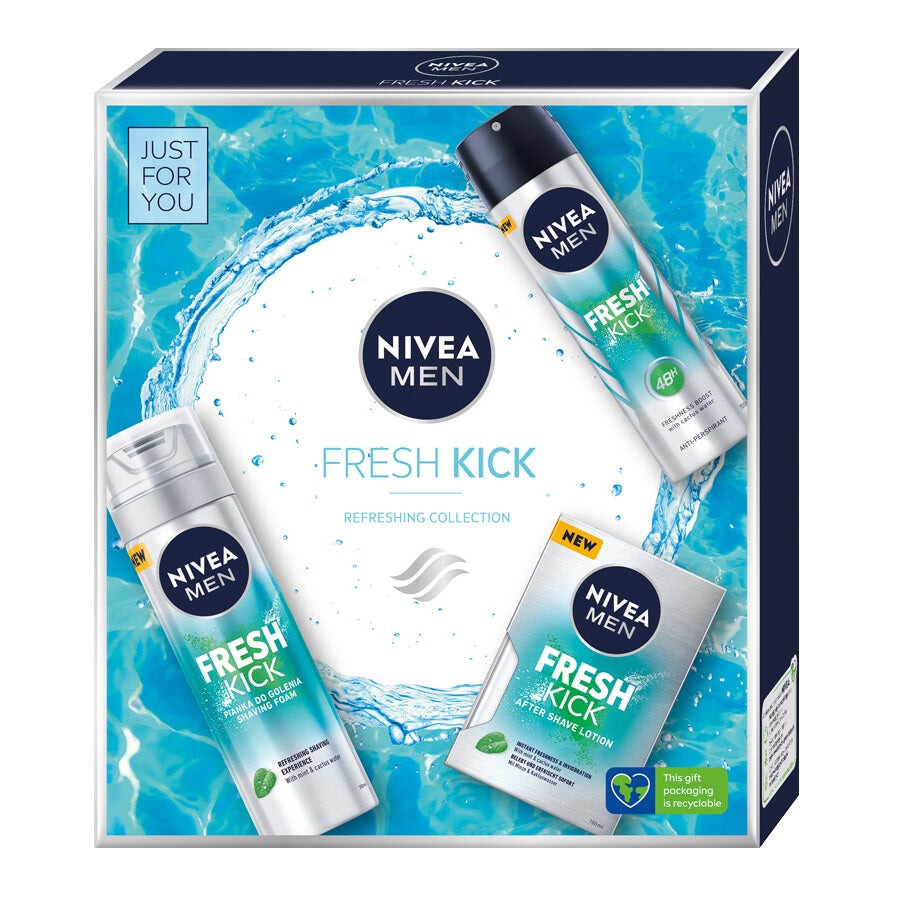 Nivea Набор Men Fresh Kick пена для бритья 200мл + спрей-антиперспирант 150мл + освежающий лосьон после бритья 100мл
Nivea Набор Men Fresh Kick пена для бритья 200мл + спрей-антиперспирант 150мл + освежающий лосьон после бритья 100мл