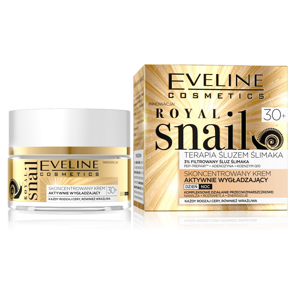 Eveline Cosmetics Royal Snail 30+ концентрированный активный разглаживающий дневной и ночной крем 50мл
Eveline Cosmetics Royal Snail 30+ концентрированный активный разглаживающий дневной и ночной крем 50мл