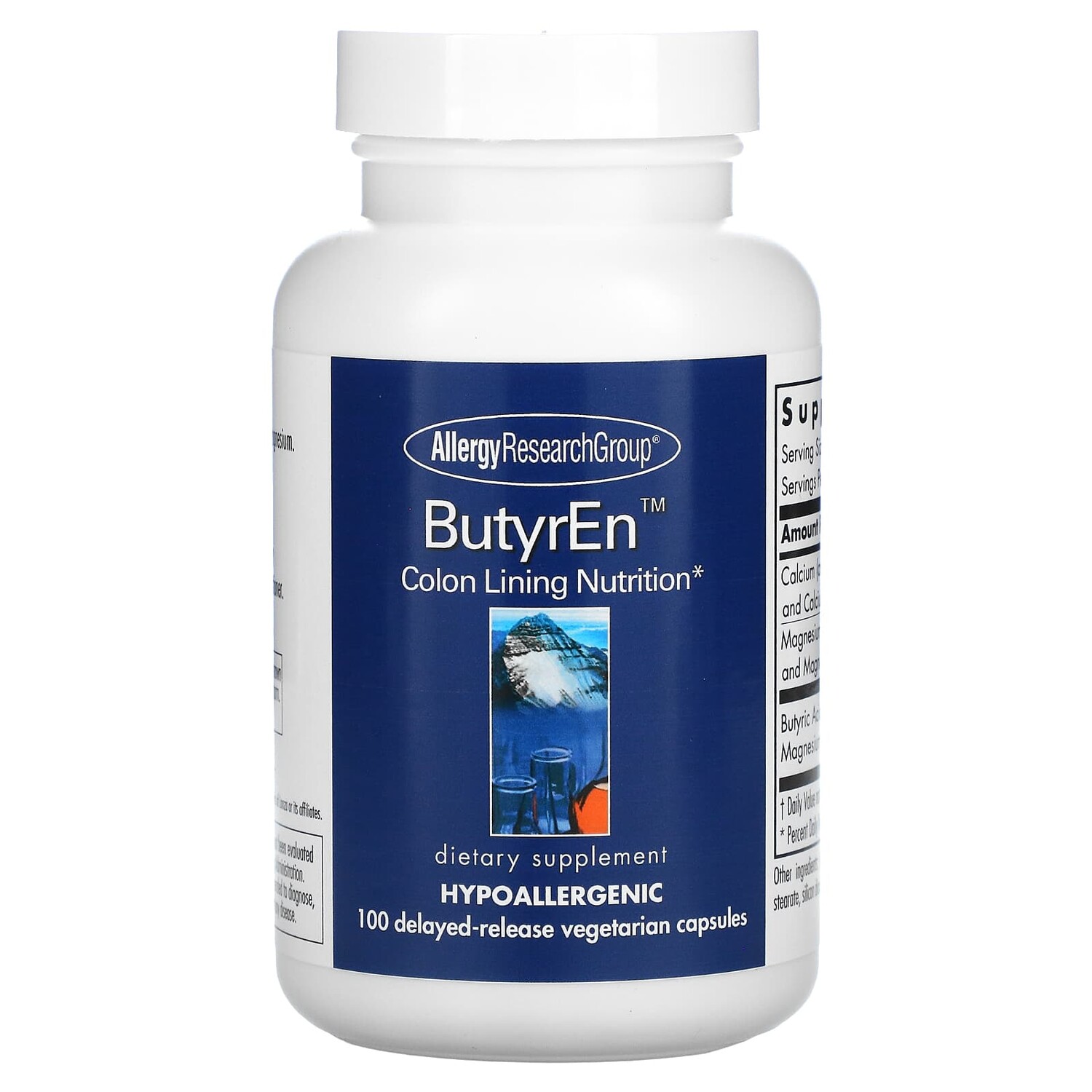 ButyrEn, 100 вегетарианских капсул с отсроченным высвобождением, Allergy Research Group
ButyrEn, 100 вегетарианских капсул с отсроченным высвобождением, Allergy Research Group