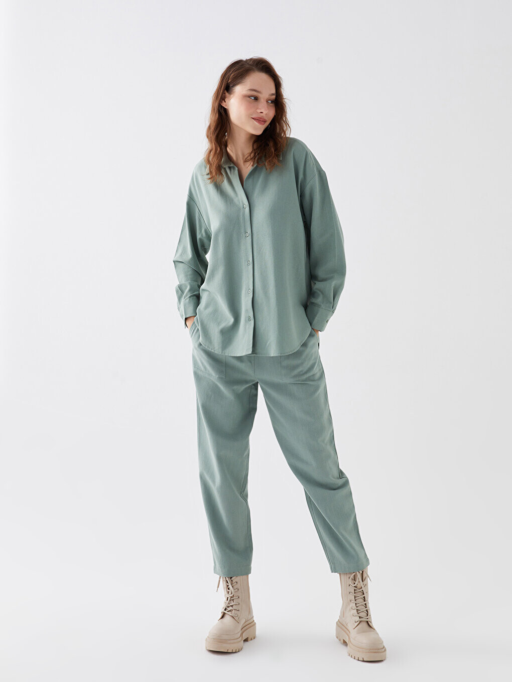 Однотонные женские брюки из смесового льна с эластичной резинкой на талии LCW Casual, сизый
Однотонные женские брюки из смесового льна с эластичной резинкой на талии LCW Casual, сизый