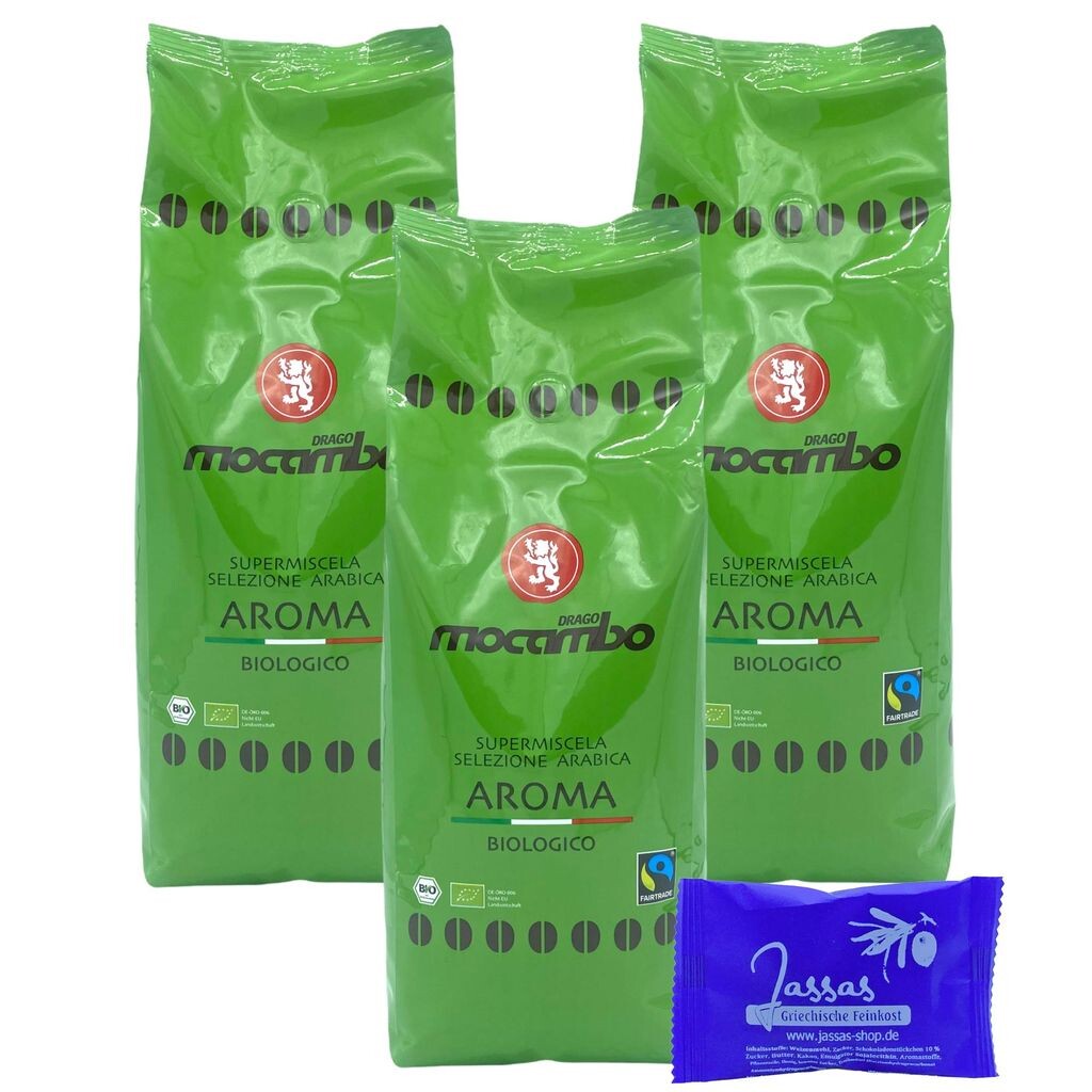 Mocambo Aroma Biologico Fairtrade Светло-зеленый 3x1000г | Цельные бобы + выпечка Джассас
Mocambo Aroma Biologico Fairtrade Светло-зеленый 3x1000г | Цельные бобы + выпечка Джассас