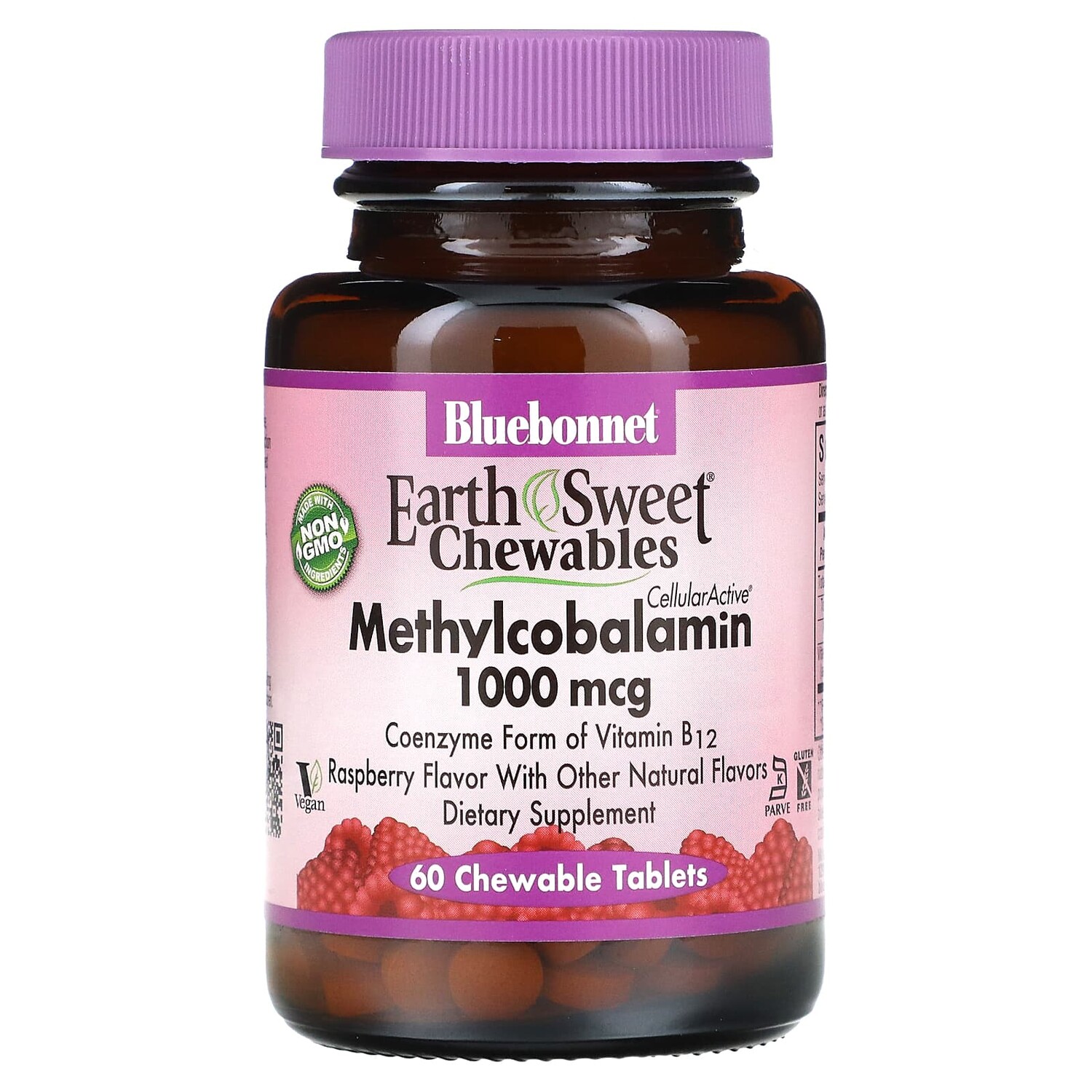 EarthSweet, жевательные таблетки, метилкобаламин, натуральный малиновый вкус, 1000 мкг, 60 жевательных таблеток, Bluebonnet Nutrition
EarthSweet, жевательные таблетки, метилкобаламин, натуральный малиновый вкус, 1000 мкг, 60 жевательных таблеток, Bluebonnet Nutrition