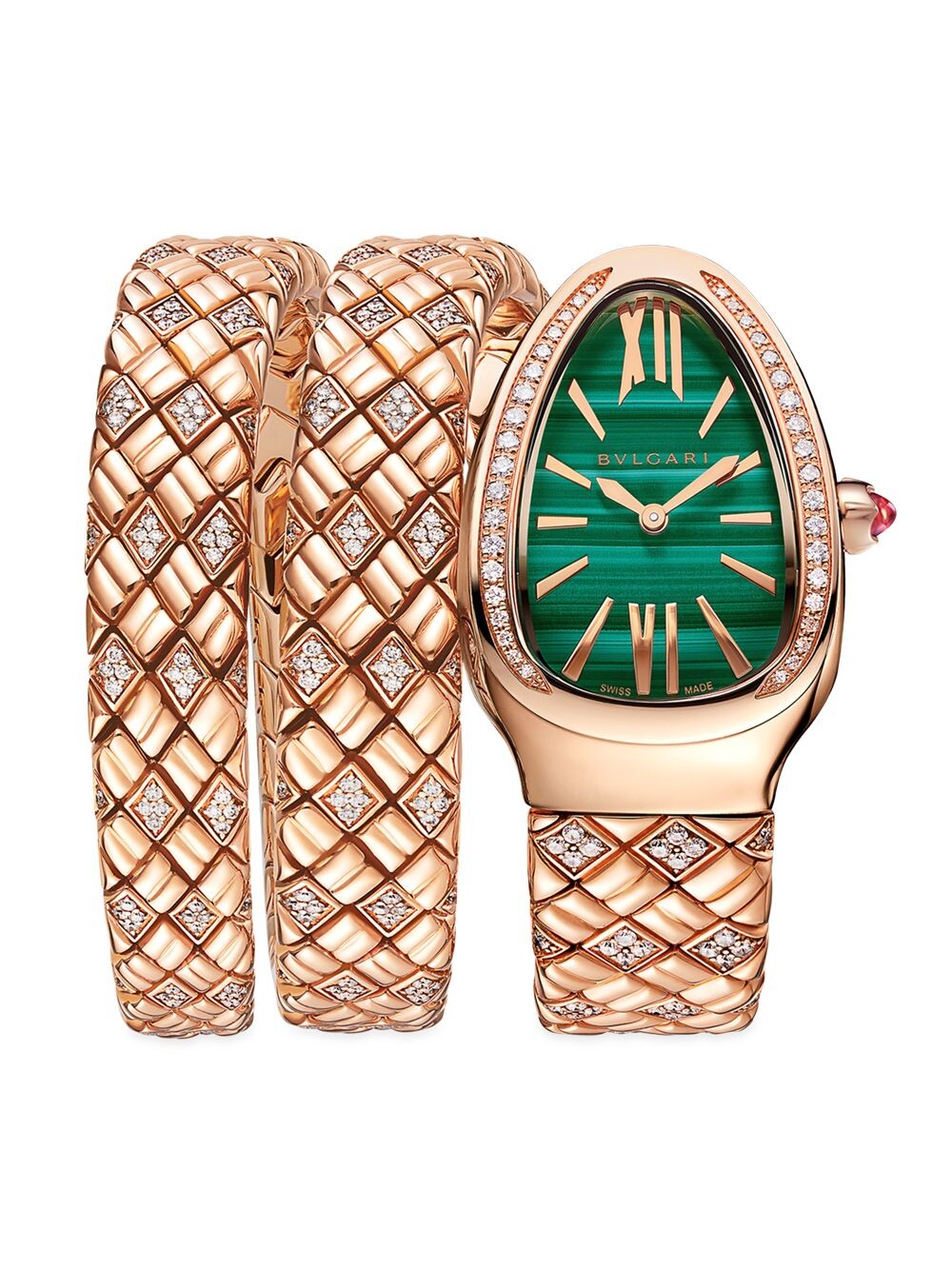 Часы Serpenti Spiga из розового золота 18 карат, малахита и бриллиантов с двойной спиралью BVLGARI, розовый
Часы Serpenti Spiga из розового золота 18 карат, малахита и бриллиантов с двойной спиралью BVLGARI, розовый