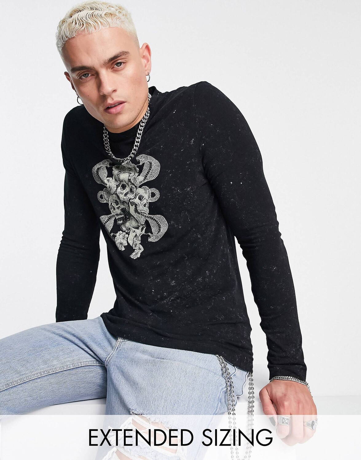 Черная футболка скинни с длинными рукавами и принтом черепа спереди ASOS DESIGN, Черный
Черная футболка скинни с длинными рукавами и принтом черепа спереди ASOS DESIGN, Черный