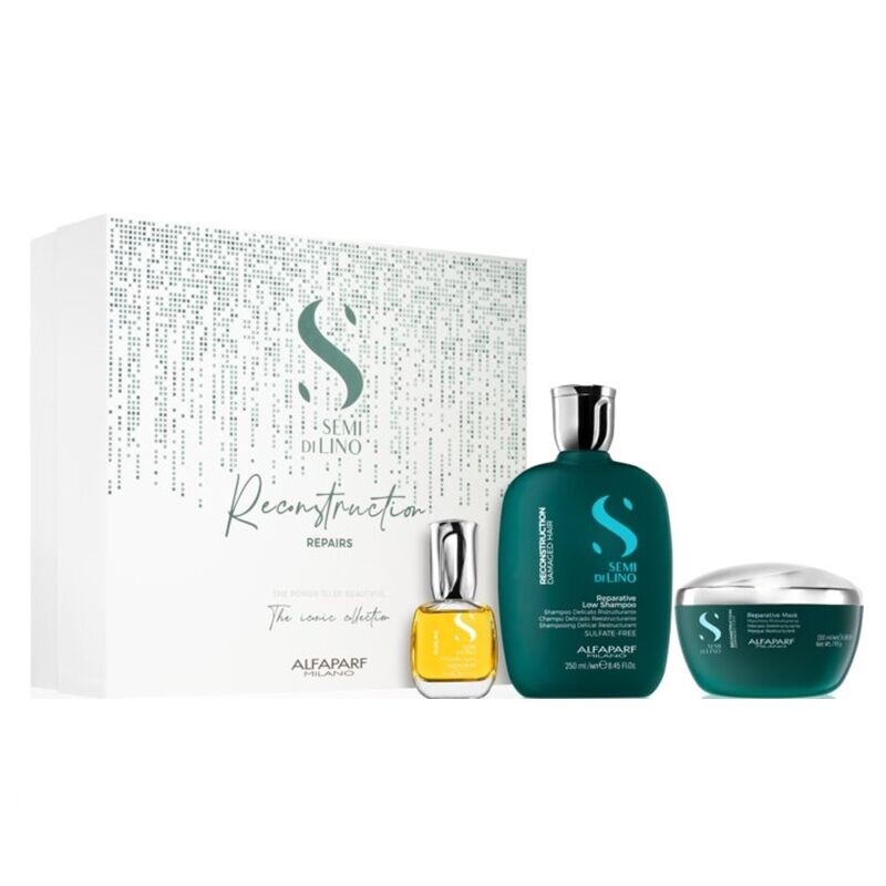 Alfaparf Reparative Iconic Set набор: шампунь для волос, 250 мл + маска, 200 мл + масло, 15 мл
Alfaparf Reparative Iconic Set набор: шампунь для волос, 250 мл + маска, 200 мл + масло, 15 мл
