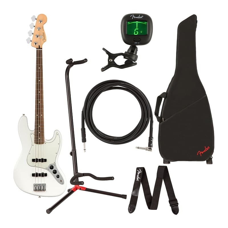 Fender Player Jazz Bass 4-String Guitar (Pau Ferro Fingerboard, Polar White) Комплект со струнами для баса, чехлом для инструментов, кабелем для инструментов, подставкой для гитары, клипсовым тюнером, ремнем и предоплаченной картой
Fender Player Jazz Bass 4-String Guitar (Pau Ferro Fingerboard, Polar White) Комплект со струнами для баса, чехлом для инструментов, кабелем для инструментов, подставкой для гитары, клипсовым тюнером, ремнем и предоплаченной картой
