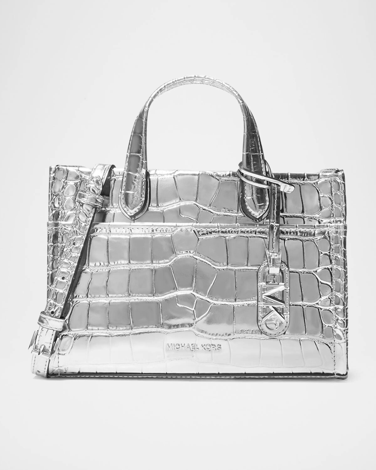 Сумка через плечо Gigi из металлизированной кожи с тиснением под крокодила Michael Michael Kors, серебряный
Сумка через плечо Gigi из металлизированной кожи с тиснением под крокодила Michael Michael Kors, серебряный