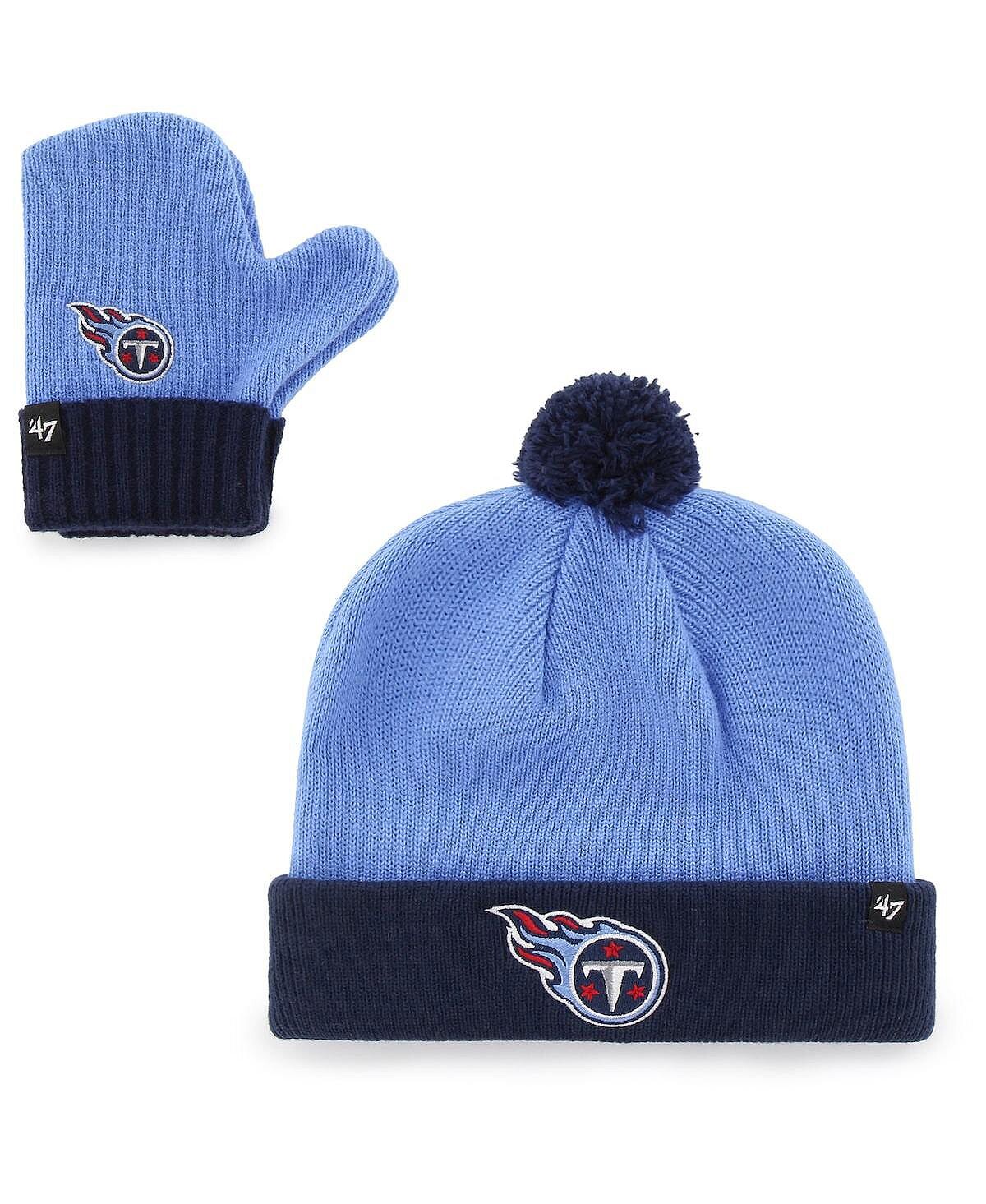 Комплект унисекс светло-голубого и темно-синего цвета с манжетами Tennessee Titans Bam Bam с помпоном и варежками для малышей '47 Brand
Комплект унисекс светло-голубого и темно-синего цвета с манжетами Tennessee Titans Bam Bam с помпоном и варежками для малышей '47 Brand