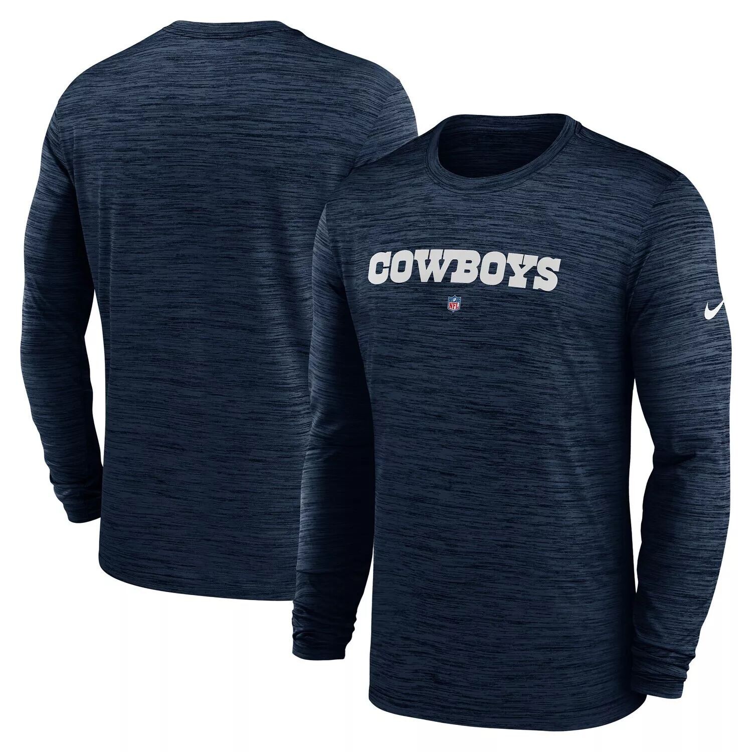 Мужская темно-синяя футболка с длинным рукавом Dallas Cowboys Sideline Team Velocity Performance Nike
Мужская темно-синяя футболка с длинным рукавом Dallas Cowboys Sideline Team Velocity Performance Nike