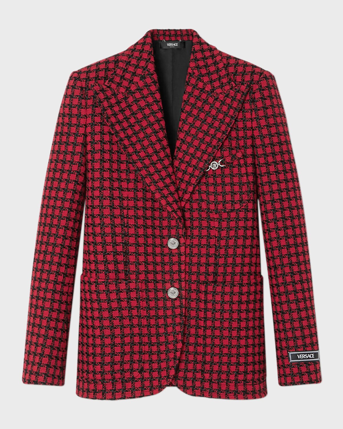 Двухцветный твидовый однобортный жакет Windowpane Versace, цвет Lipstick Redblack
Двухцветный твидовый однобортный жакет Windowpane Versace, цвет Lipstick Redblack