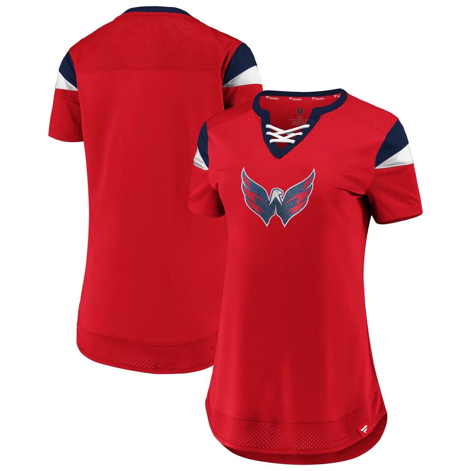 Красная женская футболка с v-образным вырезом на шнуровке Fanatics Washington Capitals Iconic Athena Fanatics, Красный
Красная женская футболка с v-образным вырезом на шнуровке Fanatics Washington Capitals Iconic Athena Fanatics, Красный