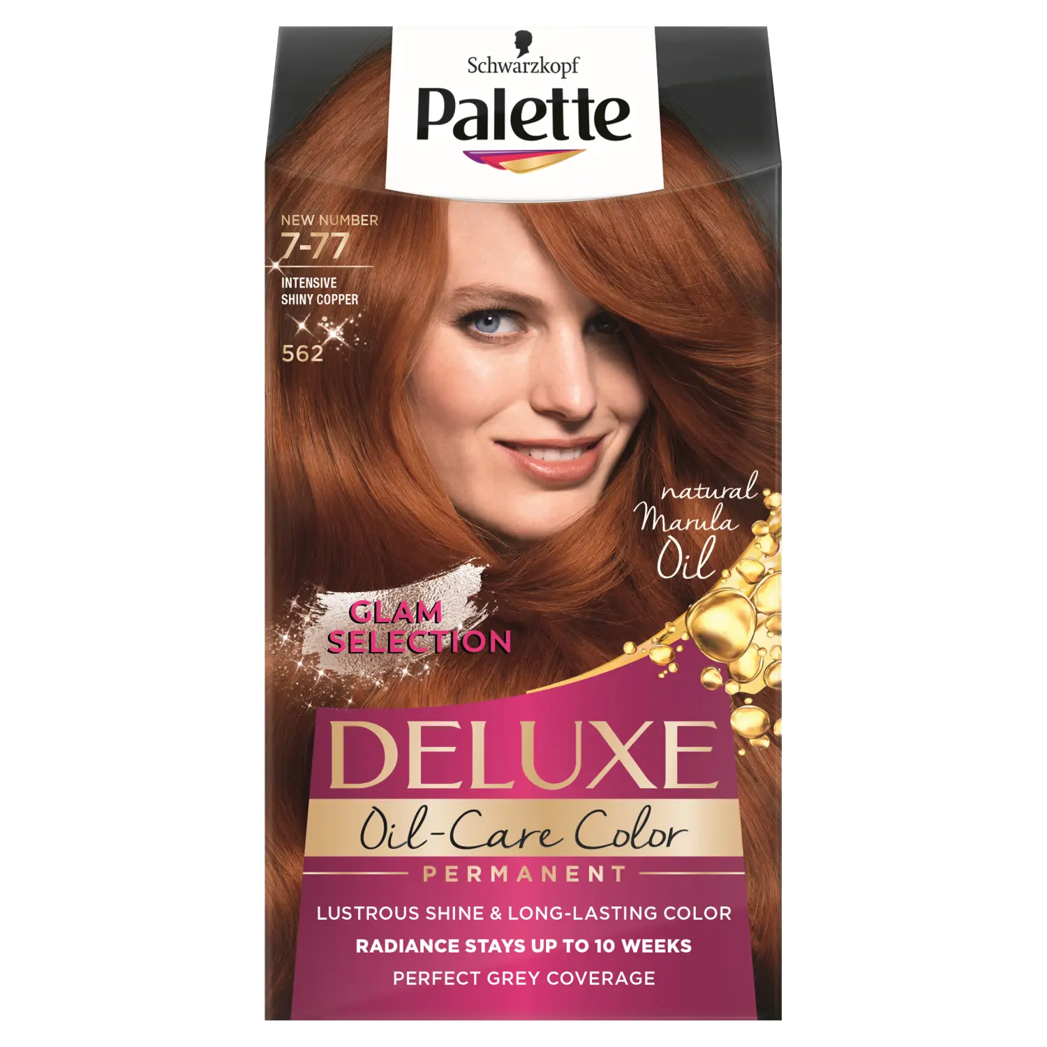 Palette Deluxe Oil-Care краска для волос 7-77 (562) интенсивный блестящий медный, 1 упаковка
Palette Deluxe Oil-Care краска для волос 7-77 (562) интенсивный блестящий медный, 1 упаковка