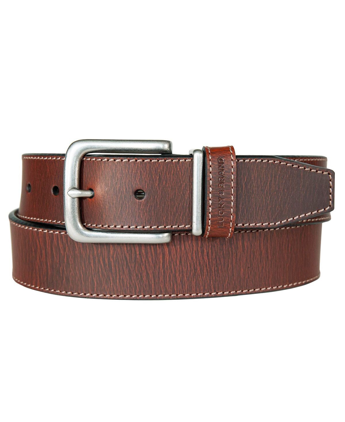 Мужской кожаный джинсовый ремень с металлическим и кожаным фиксатором Lucky Brand
Мужской кожаный джинсовый ремень с металлическим и кожаным фиксатором Lucky Brand