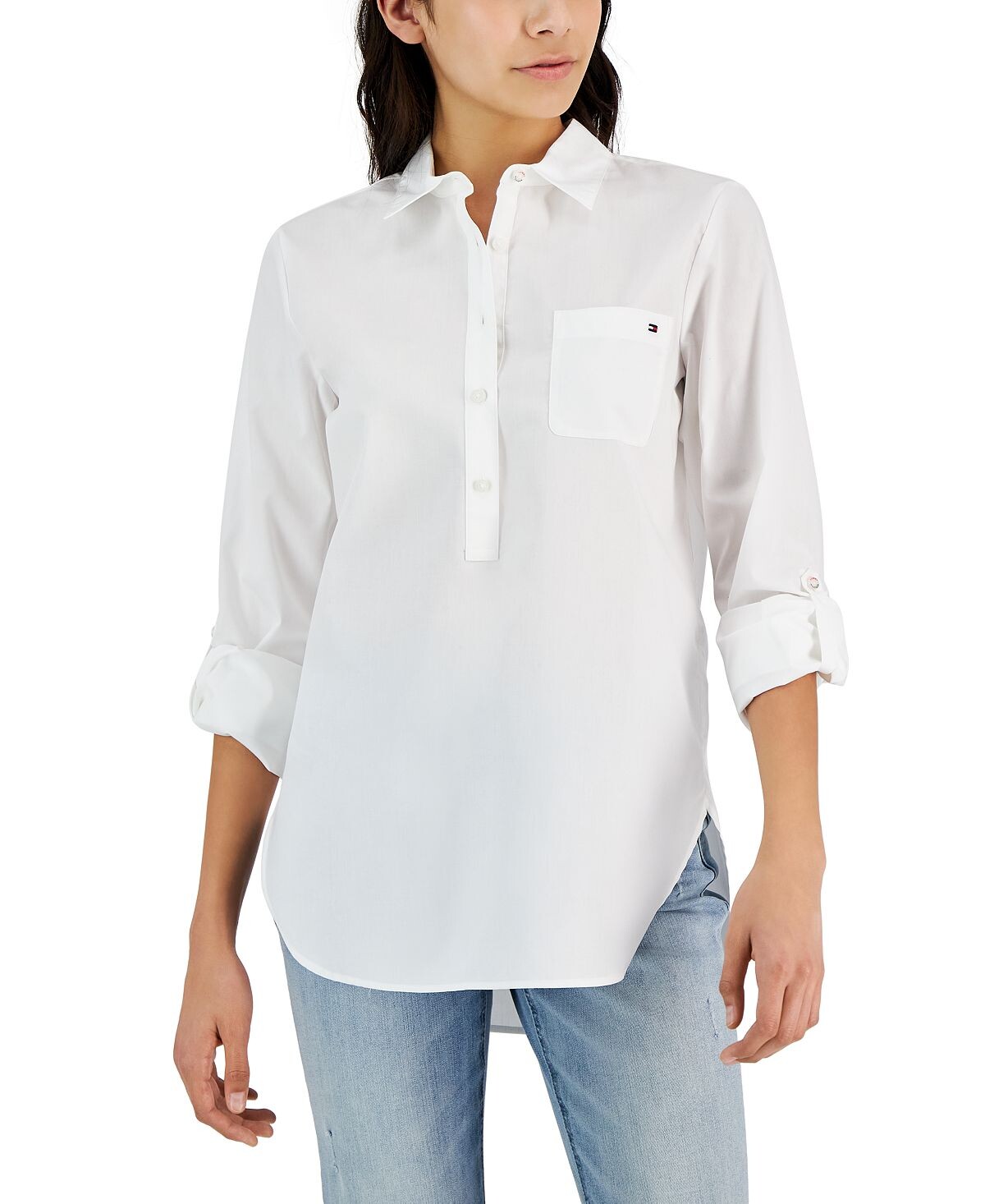 Женская хлопковая рубашка с короткими рукавами easy care popover Tommy Hilfiger, белый
Женская хлопковая рубашка с короткими рукавами easy care popover Tommy Hilfiger, белый