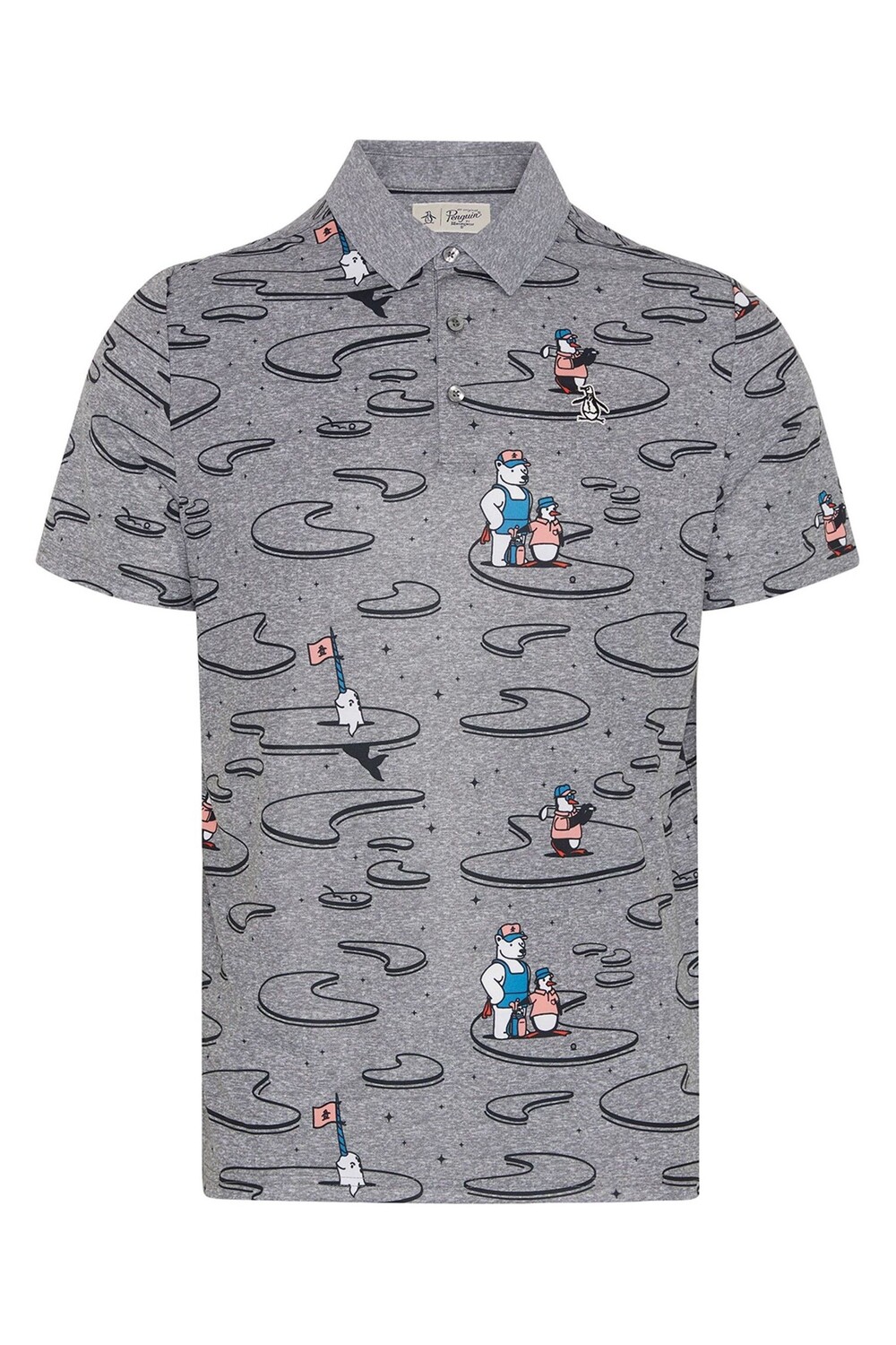 Серая мужская рубашка-поло с принтом Пита по всей подошве Original Penguin Golf, серый
Серая мужская рубашка-поло с принтом Пита по всей подошве Original Penguin Golf, серый