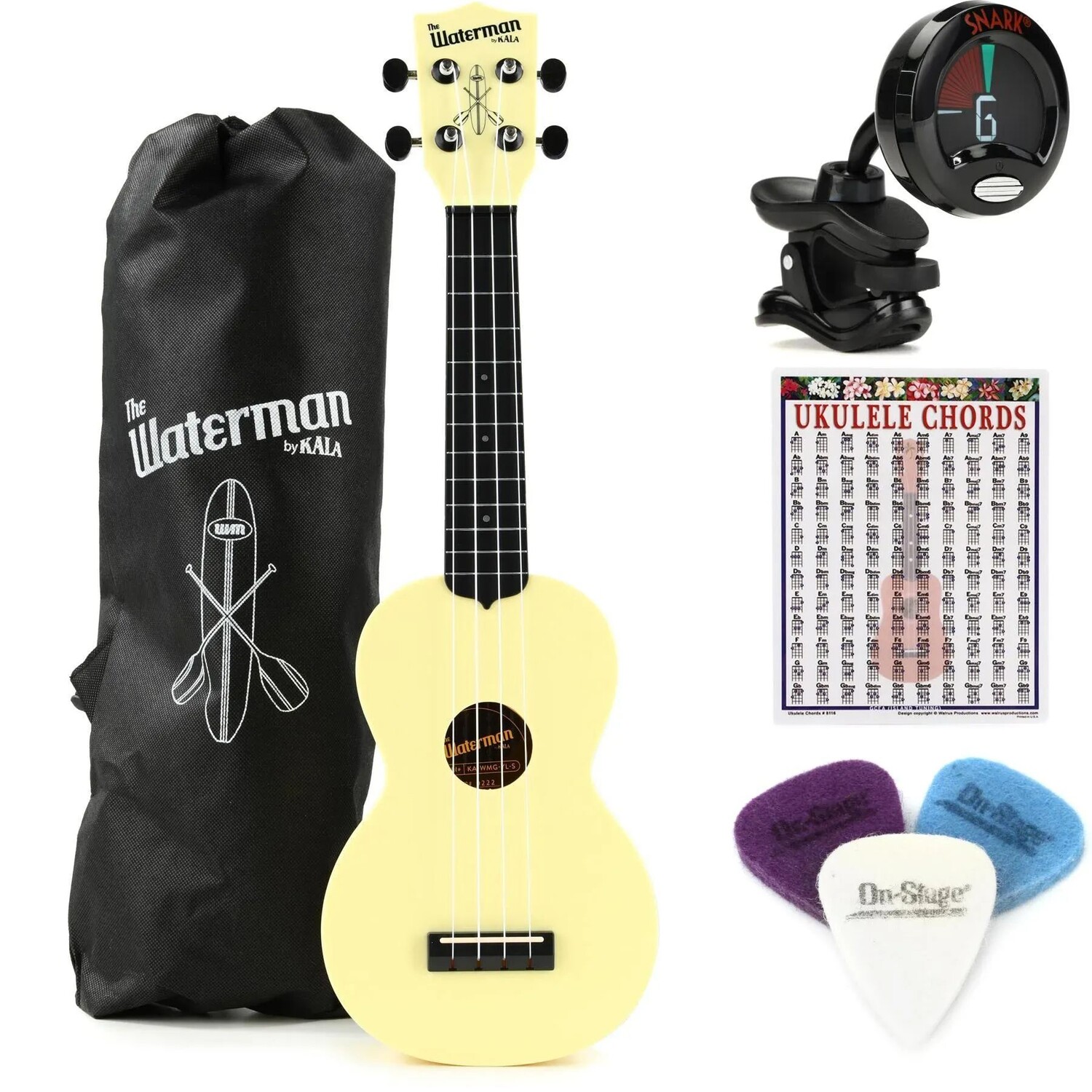 Новая коллекция Kala Waterman Beach Collection Soprano Ukulele Essentials Bundle — светится в темноте звездно-желтого цвета
Новая коллекция Kala Waterman Beach Collection Soprano Ukulele Essentials Bundle — светится в темноте звездно-желтого цвета