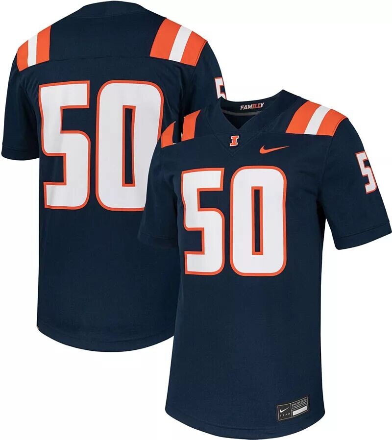 Мужское джерси для домашнего футбола Nike Illinois Fighting Illini #50, реплика синего цвета
Мужское джерси для домашнего футбола Nike Illinois Fighting Illini #50, реплика синего цвета