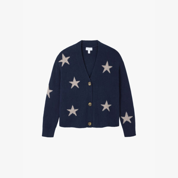 Вязаный кардиган Star-Intarsia из органического хлопка с круглым вырезом The White Company, синий
Вязаный кардиган Star-Intarsia из органического хлопка с круглым вырезом The White Company, синий