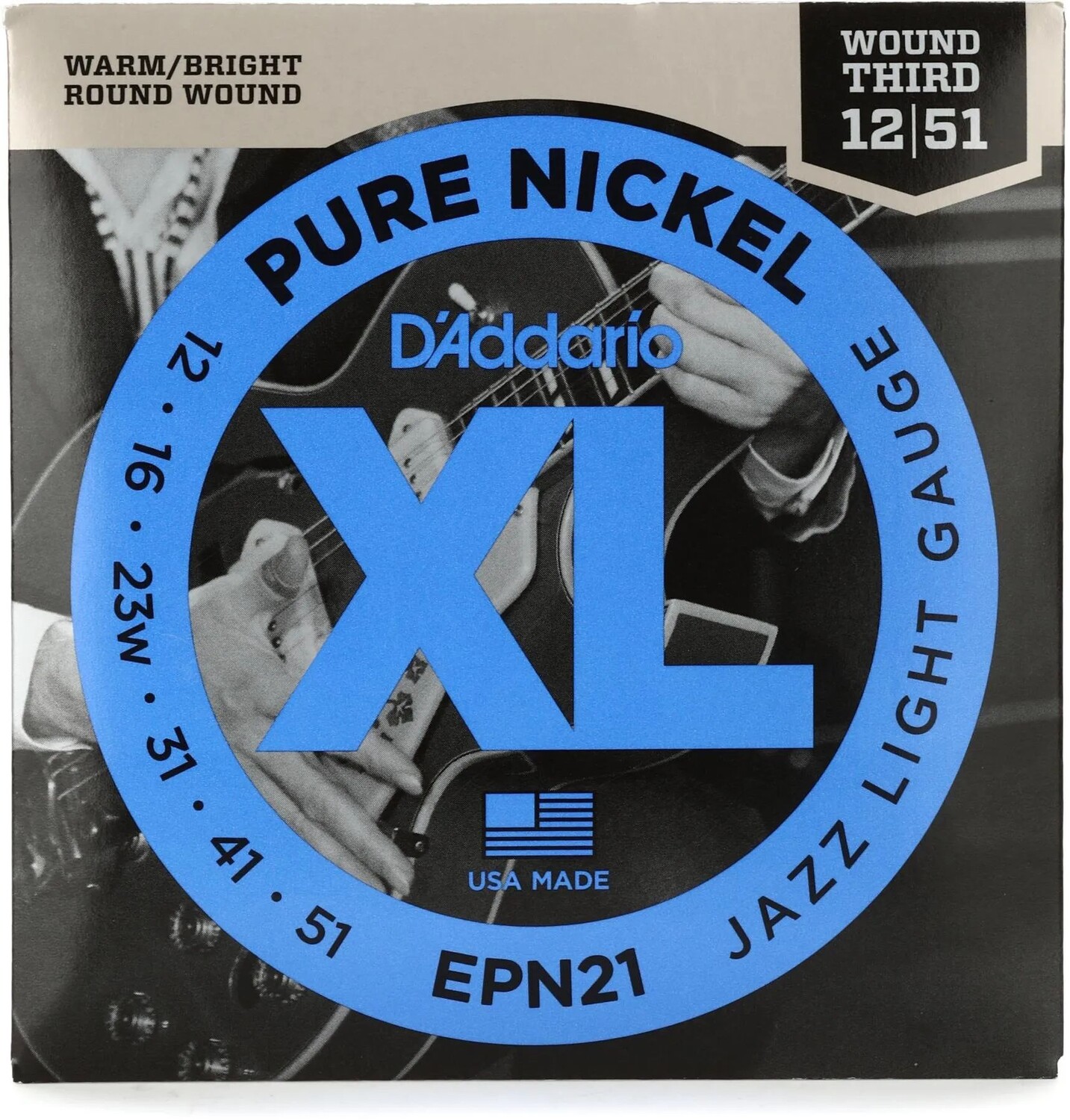 Струны для электрогитары D'Addario EPN21 из чистого никеля — .012-.051 Jazz Light
Струны для электрогитары D'Addario EPN21 из чистого никеля — .012-.051 Jazz Light