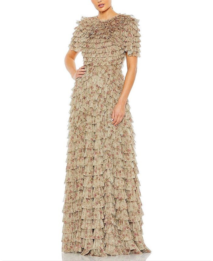 Mac Duggal Многоуровневое платье А-силуэта с короткими рукавами и рюшами, мультиколор
Mac Duggal Многоуровневое платье А-силуэта с короткими рукавами и рюшами, мультиколор