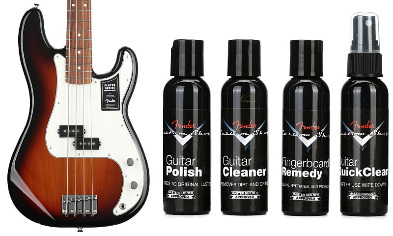Бас-гитара Fender Player Precision Bass — 3-тональный Sunburst с накладкой на гриф Pau Ferro в комплекте с системой Fender Custom Shop Deluxe Guitar Care System — 4 шт. в упаковке 0149803500=1 0990539000=1
Бас-гитара Fender Player Precision Bass — 3-тональный Sunburst с накладкой на гриф Pau Ferro в комплекте с системой Fender Custom Shop Deluxe Guitar Care System — 4 шт. в упаковке 0149803500=1 0990539000=1