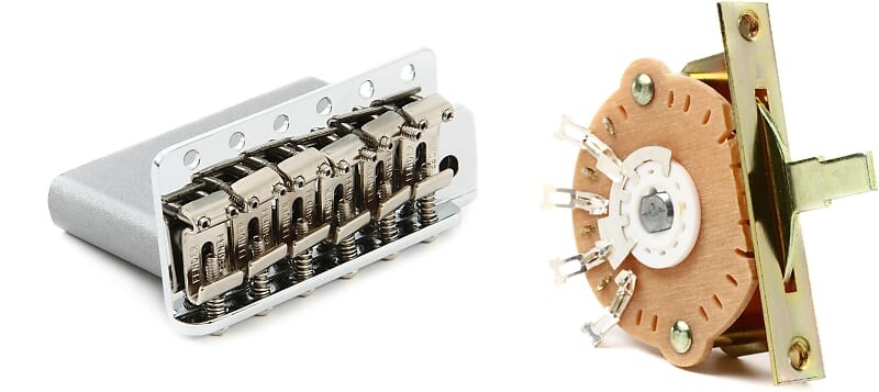 Сборка бриджа Fender American Vintage Strat Tremolo — хромированный комплект с 5-позиционным переключателем звукоснимателей Fender Stratocaster 0992049000=1 0991367000=1
Сборка бриджа Fender American Vintage Strat Tremolo — хромированный комплект с 5-позиционным переключателем звукоснимателей Fender Stratocaster 0992049000=1 0991367000=1