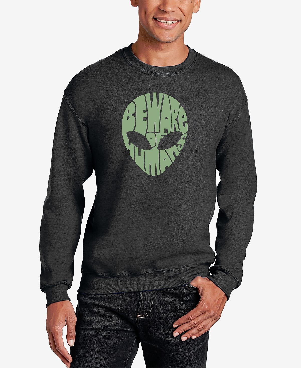 Мужская толстовка с круглым вырезом beware of humans word art LA Pop Art, темно-серый
Мужская толстовка с круглым вырезом beware of humans word art LA Pop Art, темно-серый