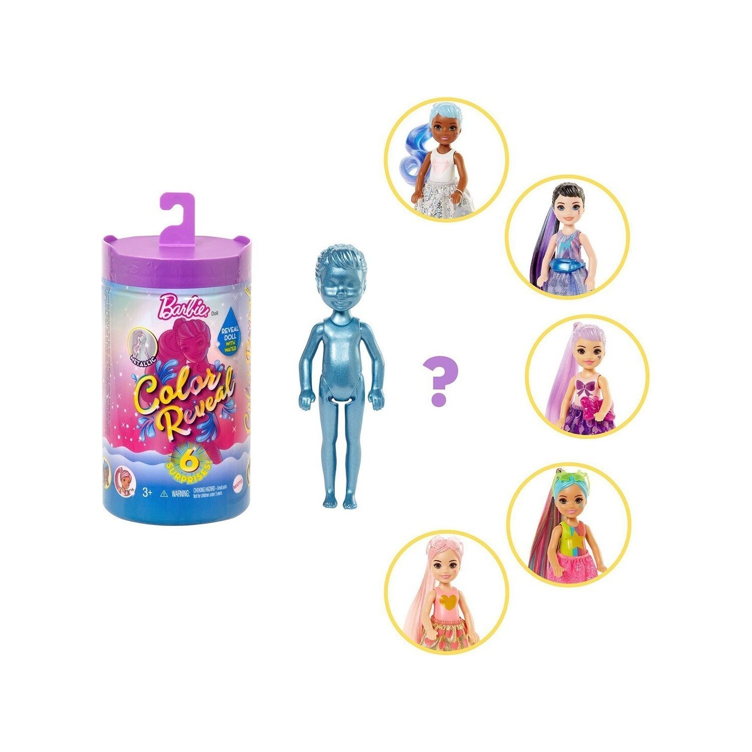 Barbie GWC59 Chelsea Color Reveal Серия светящихся кукол, меняющих цвет - Серия 1 / +3 Возраст
Barbie GWC59 Chelsea Color Reveal Серия светящихся кукол, меняющих цвет - Серия 1 / +3 Возраст