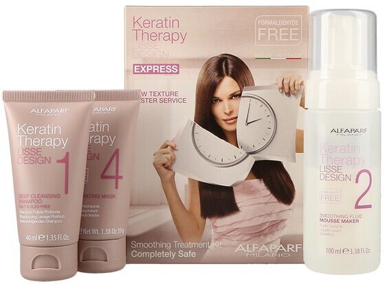 Alfaparf Keratin Therapy Smoothing Treatment Kit набор для кератинового выпрямления волос: шампунь, 40 мл + жидкость для выпрямления, 100 мл + увлажняющая маска, 40 г
Alfaparf Keratin Therapy Smoothing Treatment Kit набор для кератинового выпрямления волос: шампунь, 40 мл + жидкость для выпрямления, 100 мл + увлажняющая маска, 40 г