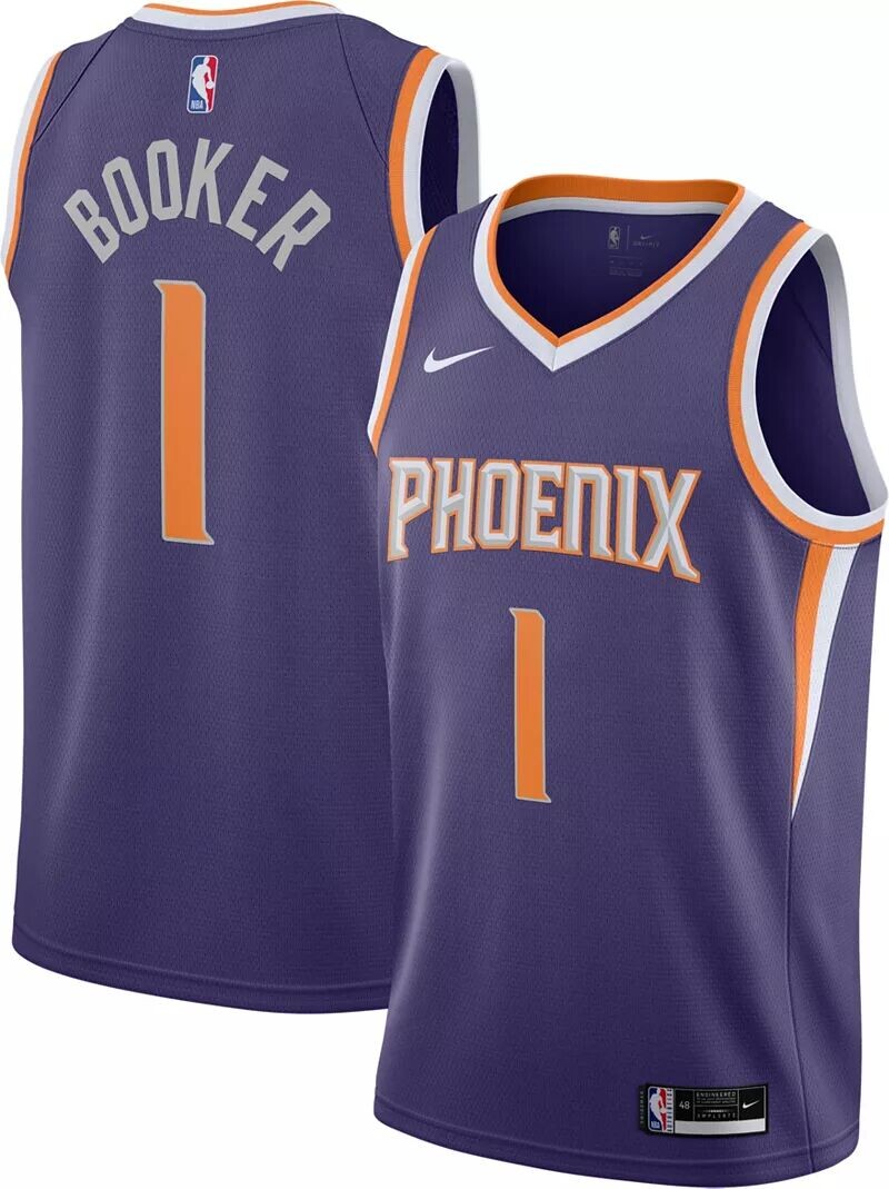 Мужская джерси Nike Phoenix Suns Devin Booker #1 фиолетового цвета с логотипом Dri-FIT
Мужская джерси Nike Phoenix Suns Devin Booker #1 фиолетового цвета с логотипом Dri-FIT