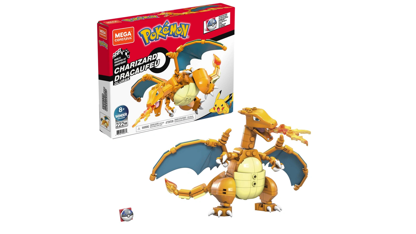 Mega Construx Pokémon Charizard, строительный набор, строительные блоки, коллекционная фигурка, 223 детали
Mega Construx Pokémon Charizard, строительный набор, строительные блоки, коллекционная фигурка, 223 детали