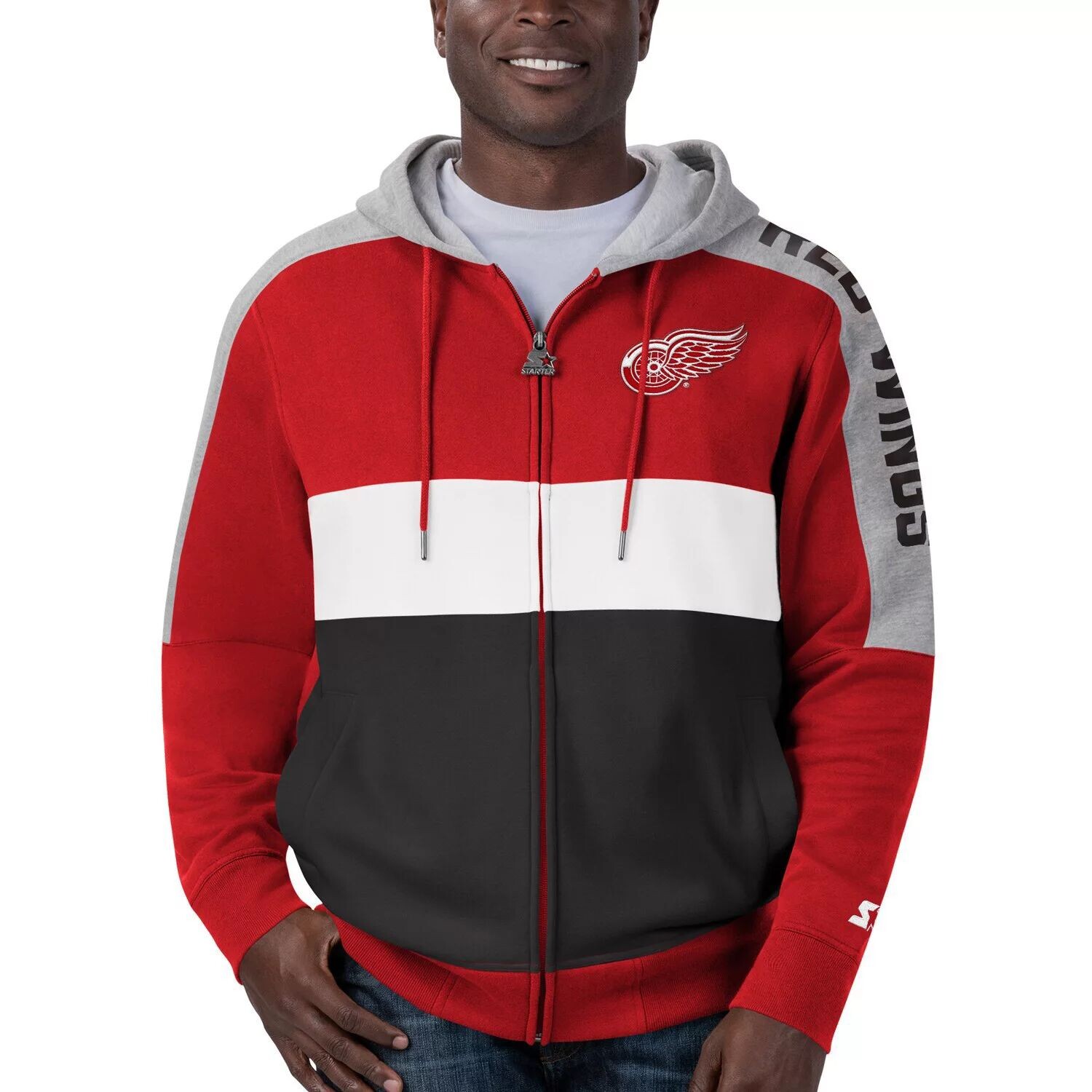 Мужская стартовая красная/черная толстовка с молнией во всю длину Detroit Red Wings Playoffs Color Block Starter, Черный
Мужская стартовая красная/черная толстовка с молнией во всю длину Detroit Red Wings Playoffs Color Block Starter, Черный