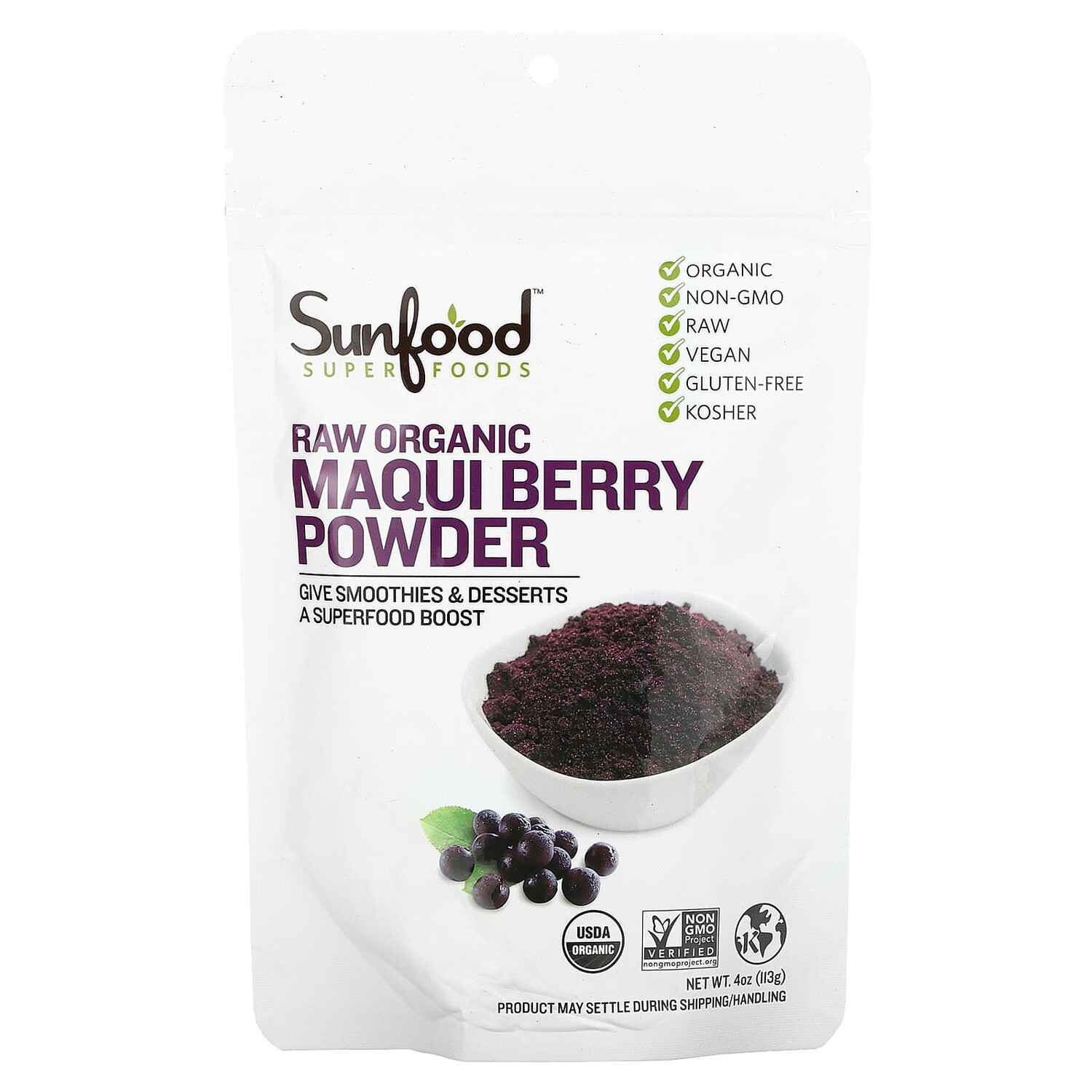 Superfoods, порошок из необработанных органических ягод маки, 113 г (4 унции), Sunfood
Superfoods, порошок из необработанных органических ягод маки, 113 г (4 унции), Sunfood