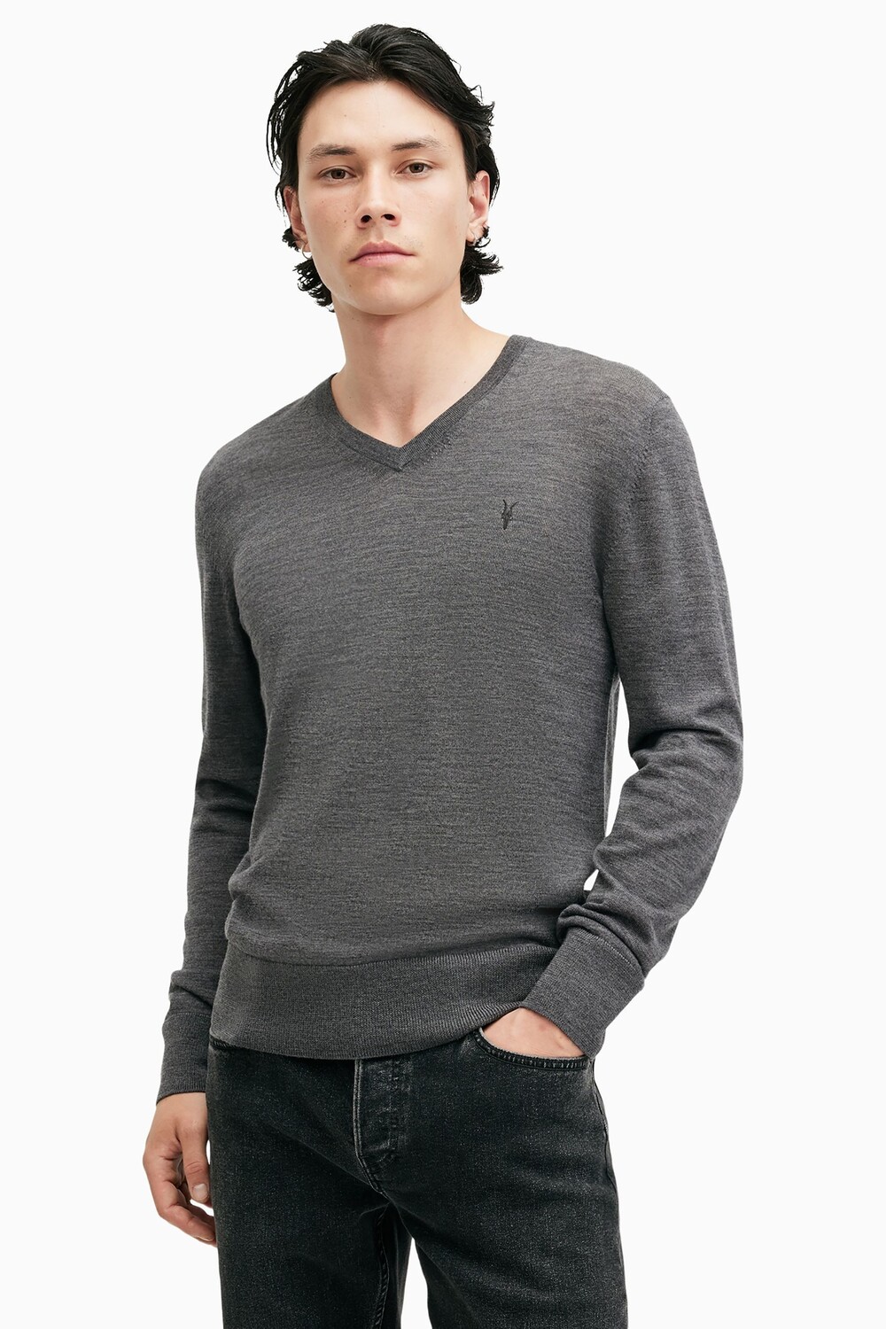 Джемпер Allsaints Mode из мериносовой шерсти с V образным вырезом All Saints, серый
Джемпер Allsaints Mode из мериносовой шерсти с V образным вырезом All Saints, серый