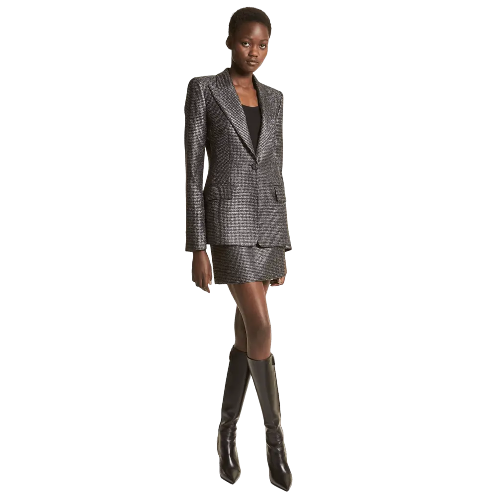 Блейзер Michael Kors Georgina Metallic Dogtooth Wool Blend, черный/серебристый
Блейзер Michael Kors Georgina Metallic Dogtooth Wool Blend, черный/серебристый