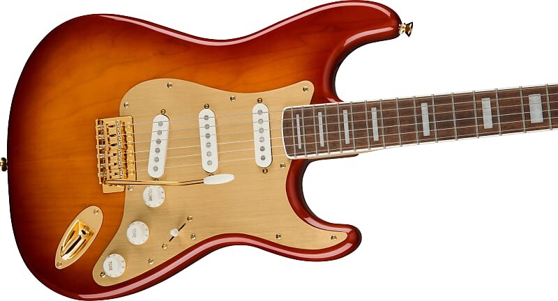 Squier 40th Anniversary Stratocaster, Gold Edition, накладка на гриф Laurel, накладка из анодированного золота, Sienna Sunburst Fender 0379410547
Squier 40th Anniversary Stratocaster, Gold Edition, накладка на гриф Laurel, накладка из анодированного золота, Sienna Sunburst Fender 0379410547
