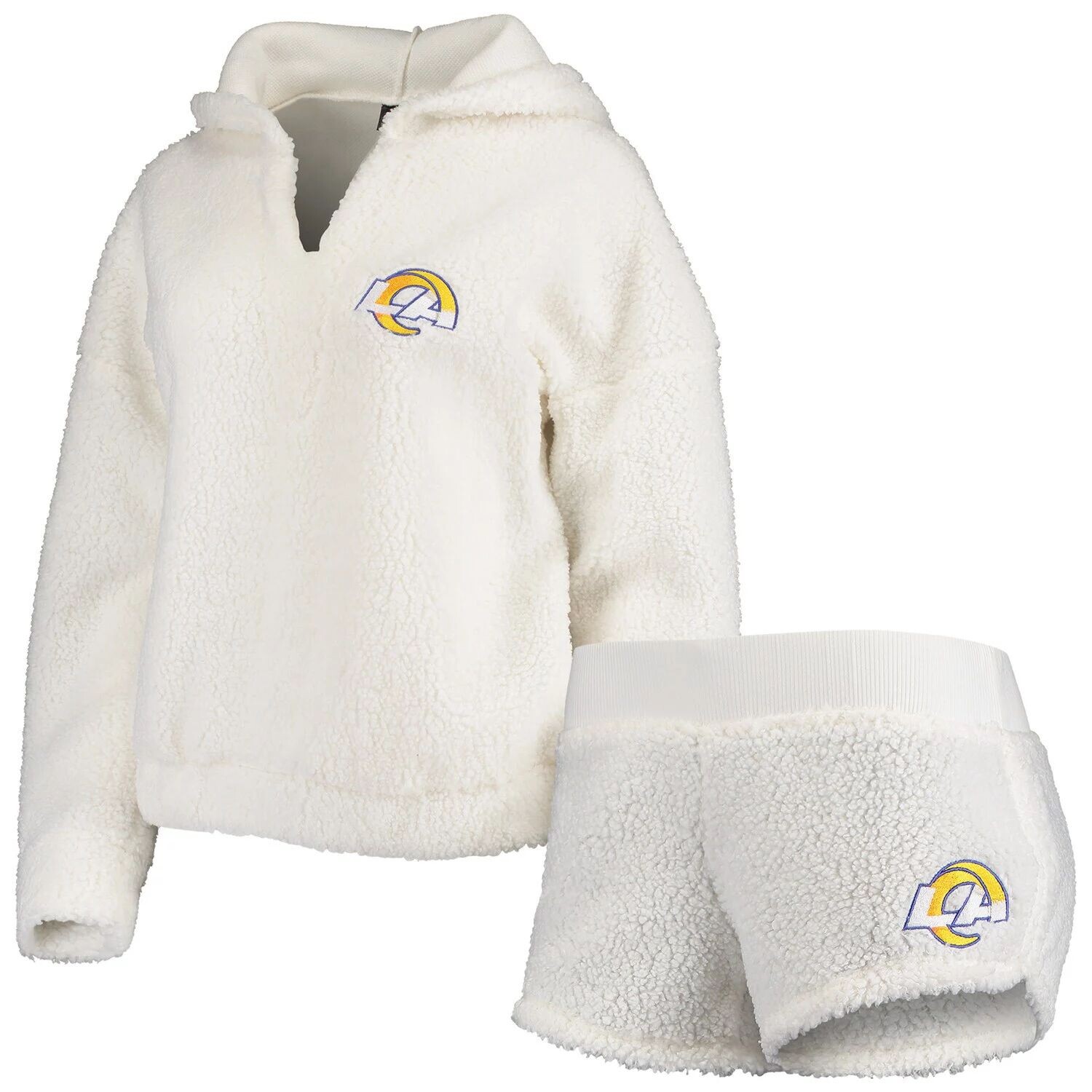 Женский комплект из топа с капюшоном и шорт кремового цвета Los Angeles Rams Concepts Sport Fluffy Hoodie
Женский комплект из топа с капюшоном и шорт кремового цвета Los Angeles Rams Concepts Sport Fluffy Hoodie
