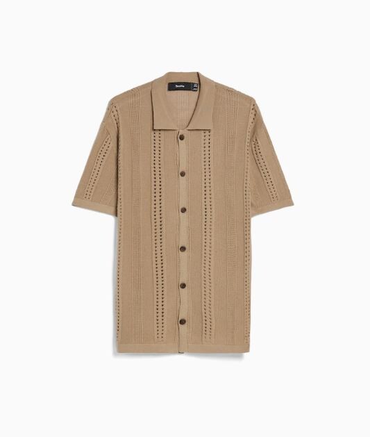 Рубашка с короткими рукавами из трикотажа Bershka Knit Short Sleeve Pointelle, бежевый
Рубашка с короткими рукавами из трикотажа Bershka Knit Short Sleeve Pointelle, бежевый